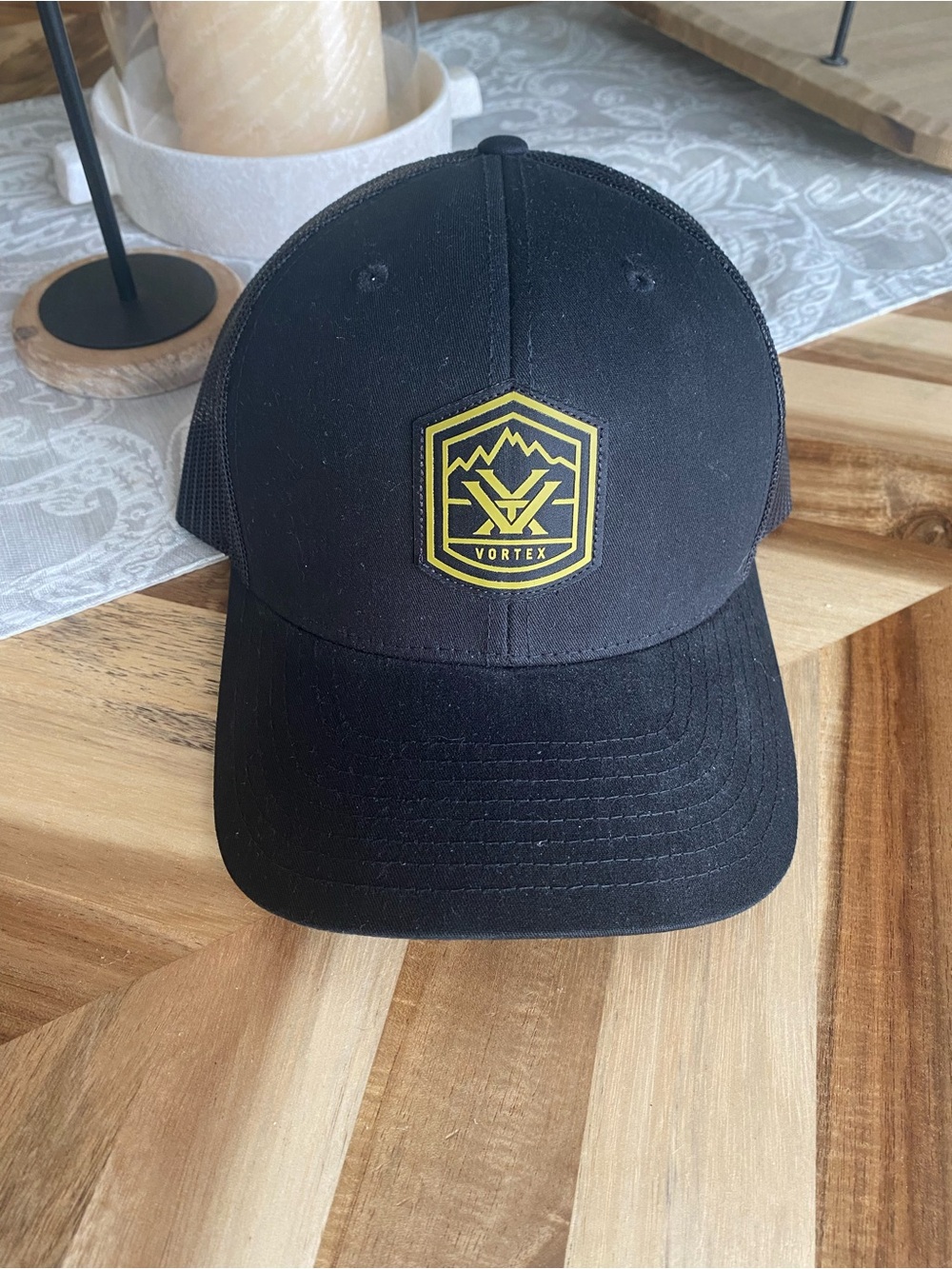 Vortex Black Mesh Back Adjustable Ball Cap Logo Patch Mesh Cotton Unisex Adults